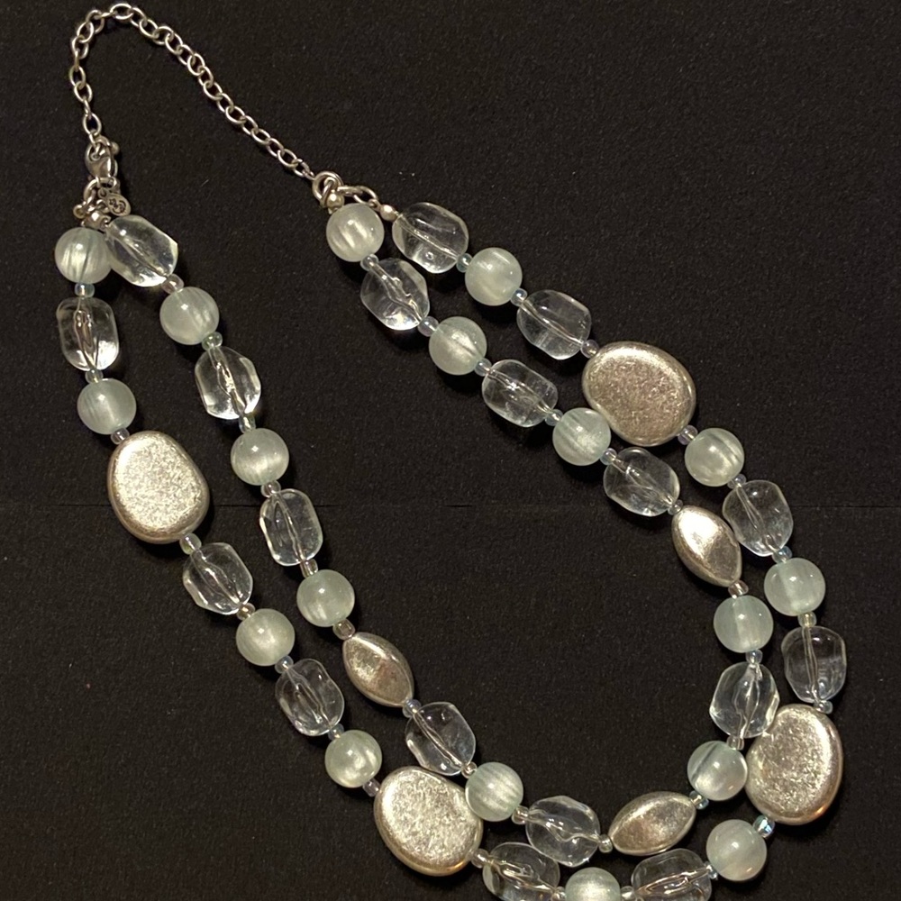 Premier Designs double-strand glass & metal necklace